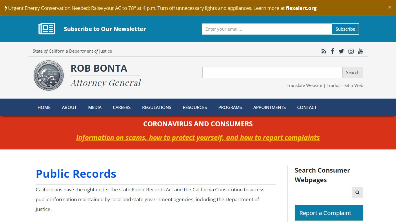 Public Records | State of California - Department of Justice - Office ...